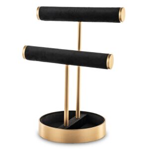Venus design kétszintes arany két szintes ékszertartó állvány fekete bársonyszövet borítással 29,5x21,5x16cm 137110804 - Ékszertároló