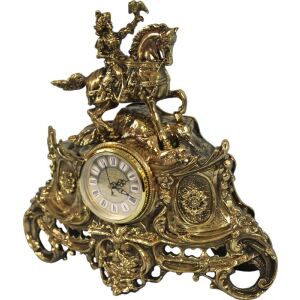 Cirádás barokkos sárgaréz asztali óra, vitéz lóháton 34x35x12cm 137110841 - Ébresztőóra