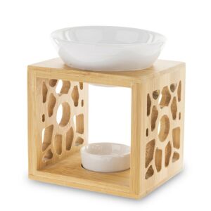 Kerámia Fehér mécsestartó, Barna 14x11x11cm 137111665 - Mécsestartó