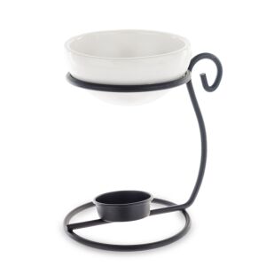 Kerámia Fehér mécsestartó, Fekete 14x13x10cm 137112556 - Mécsestartó