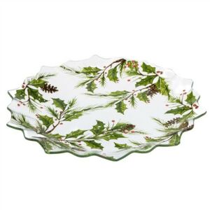Üvegtányér 29,5x29,5x2,2cm, karácsonyi ágakkal 137116209 - Dakls