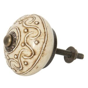 Ajtófogantyú 4x4cm kerámia,bézs szinű 137118583 - Ajtógomb & Kilincs