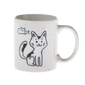 Porcelánbögre 360ml, fekete rajzos cica Cat felirattal 137119353 - Dakls
