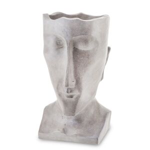 Cyrus design görög stílusú emberi arcot ábrázoló szürke műanyag virágtartó váza 34x19x20cm 137119884 - Váza