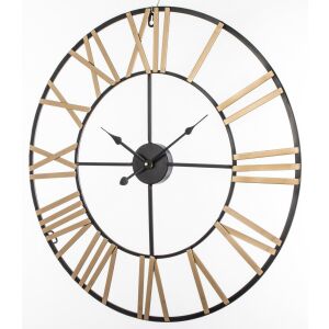 Fém falióra fekete, barna kvarc római számok 60x60x4 cm