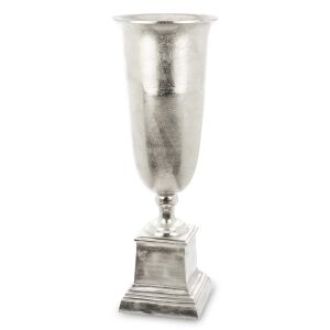 Loyd design nagy méretű ezüst színű kerek fém kehely váza szögletes talpon 114x40x40cm