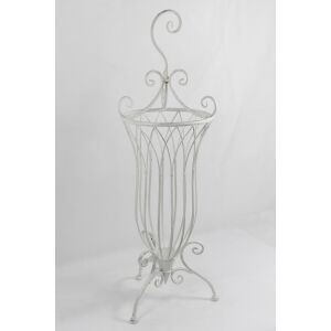 Vintage fehérre antikolt fémkeretes kacskaringós kerek fém esernyőtartó állvány 83x28x28cm 137120379 - Esernyőtartó