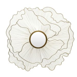 Kör alakú design fali tükör sűrű organikus arany küllőkkel keretezve 80x77x1cm