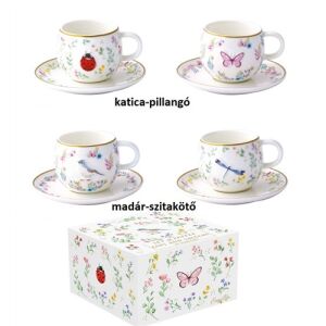 Porcelán eszpresszócsésze+alj 2 személyes, 120ml, dobozban, Fancy Garden 137121498 - Tálalás