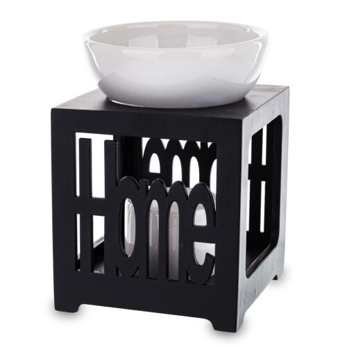 mécsestartó kerámia, fa fekete 13,5x10x10cm