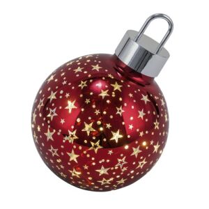 Csillagos mécses piros üveggömb LED-es átvilágítós, 15x15x19cm 137121927 - Gehlmann