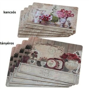 Parafa tányéralátét 4db-os,40x30cm,lila virágok fehér komódon 137122414 - Tányéralátét