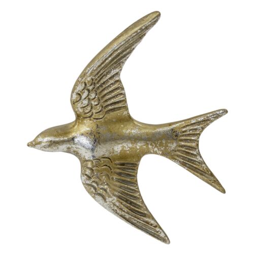 Koptatott fém fecske faldekoráció patinás óarany 14x12x3cm 137123140
