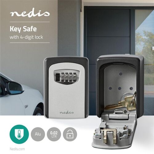 Nedis KEYCC01GY Key Safe with 4-digit combination lock, outdoor use