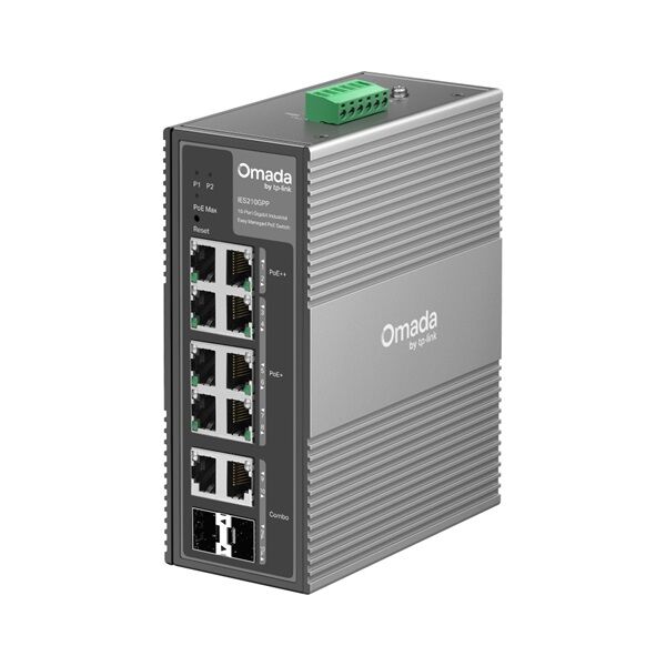 TP-Link Omada IES210GPP Spravovaný gigabitový ethernet (10/100/1000) PoE na DIN lištu Sivý sieťový prepínač