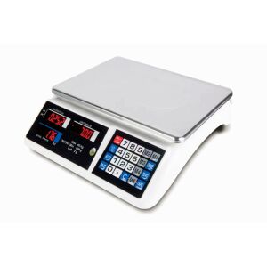 Kereskedelmi méretű Rosberg R51652A, 40 kg-ig, LCD képernyő, vízálló platform, fehér