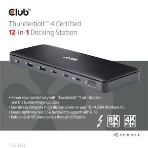 Dokovacia stanica Club 3D CSV-1582 Thunderbolt 4 pre notebooky - Príslušenstvo k notebookom
