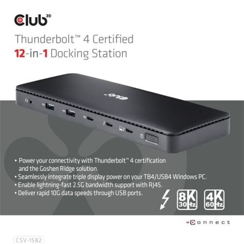 Stacja dokująca Club 3D Thunderbolt 4 - 12 w 1, 140 W