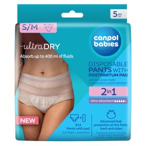 Canpol Babies 2in1 szülés utáni eldobható bugyi ultra nedvszívó szülés utáni betéttel - S/M méret (5 db) 137182434 - Canpol babies