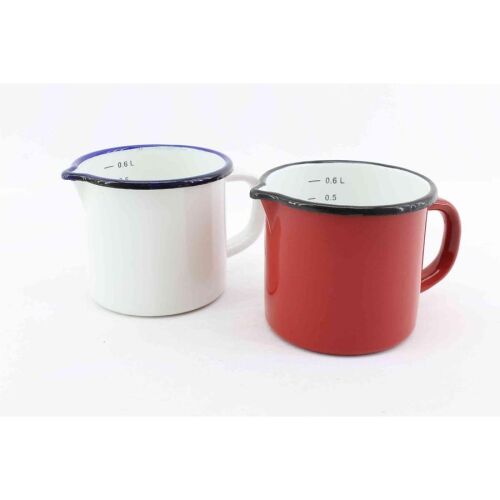 Enger zománcozott bögre csőrős 10 x 9 cm, mérő jelzéssel,  0.6 dl