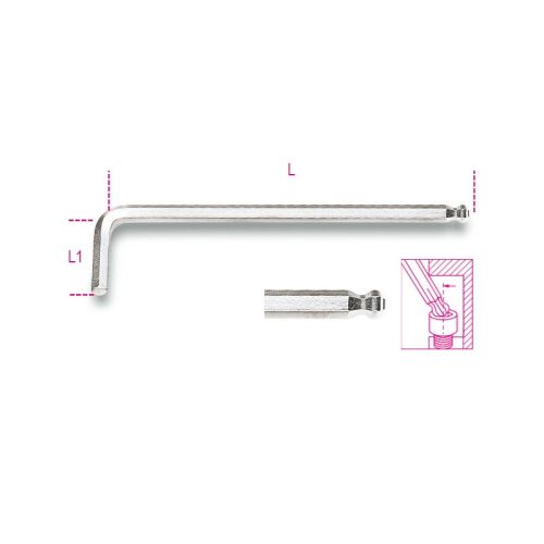 96BPC 8 mm Hajlított gömbfejű imbuszkulcs, krómozott 137187151