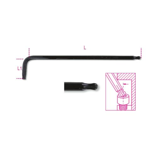 97BTxL mm Hajlított bitkulcs egyik vége gömbölyű, hosszú kivitel Torx® csavarokhoz 137187613