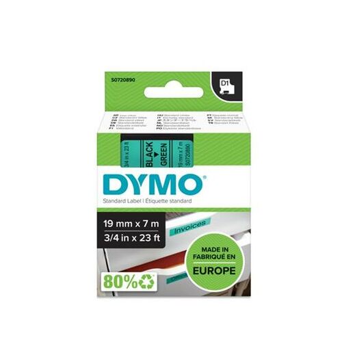 Feliratozógép szalag, 19 mm x 7 m, DYMO "D1", zöld-fekete 137190190