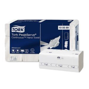 Kéztörlő, hajtogatott, H5 rendszer, 1 rétegű, Advanced, TORK "PeakServe", fehér-szürke nyomat 137190333 - Tork