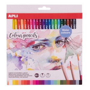 Akvarell színes ceruza készlet, háromszögletű, ecsettel, APLI, 24 különböző szín 137190594 - Színes ceruza