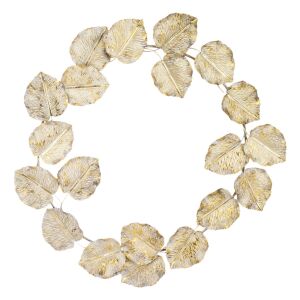 Sárgaarany fém falevél koszorú faldekoráció 66x66x5cm 137192779 - Koszorú