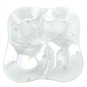 Üvegtányér 4 részes, 28,5x28,5x3,4cm, hókristályos 137193425 - Dakls