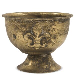 Óarany patinás kerek domború inda mintás talpas fém kehely 8,5x11x11cm 137193682 - Mécsestartó