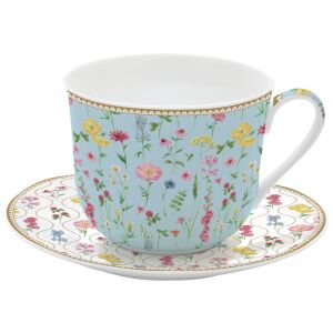 Porcelán reggelizőcsésze+alj, 400ml, dobozban, Meadow Flowers, Atmosphere 137194517 - Easy Life Design