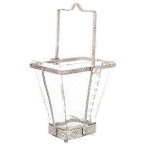 Loyd design csiszolt üveg mécsestartó megmunkált sárgaréz fogantyús keretben 17x13x7cm 137194745 - Mécsestartó