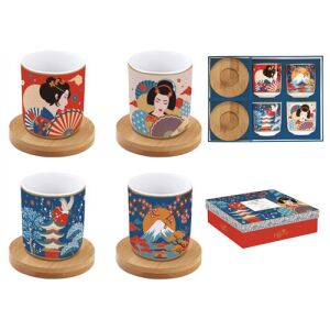 Porcelán eszpresszópohár+bambuszalj 4 személyes,110ml,dobozban, Tokyo 137195168 - Easy Life Design