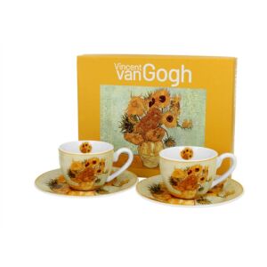 Porceláncsésze+alj, 110ml, 2 személyes, dobozban, Van Gogh: Napraforgók 137195489 - Teáskészlet