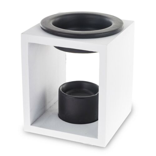 Kerámia mécsestartó Fehér, Fekete 12,5x10x10cm