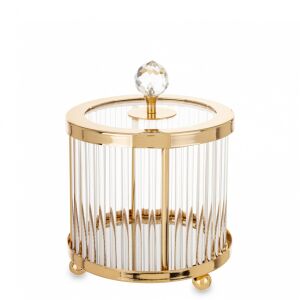 Tárolóedény Dekoratív fém, műanyag arany, átlátszó 13x10x10 cm 137195637 - Kozmetikai rendszerező