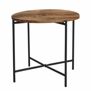 Trends 4 You runder Couchtisch aus Akazienholz und Metall isoliert - Couchtische