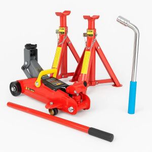 Pachet Cric + Capre + Cheie Roti, Ridicare max. 3T, Reglaj 300 mm, Cod: TD-CRICSET-3T