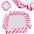 Inflatable pink and white striped pool hammock lounger with mesh seat, multiple views