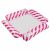 Angled view of inflatable pink and white striped pool hammock lounger