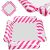 Inflatable pink and white striped pool hammock lounger with mesh seat, multiple views