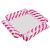Angled view of inflatable pink and white striped pool hammock lounger