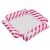 Angled view of inflatable pink and white striped pool hammock lounger