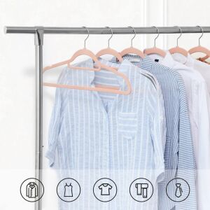 SONGMICS Bársony Vállfa Szett Rózsaszín 50 db Csúszásmentes Helytakarékos 137215564 - Vállfa és fogas