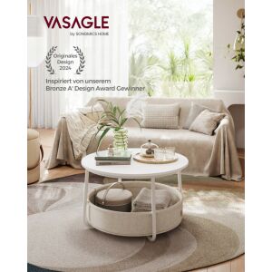 VASAGLE Modern Fehér Dohányzóasztal Tárolókosárral nappali környezetben - Nappali bútor