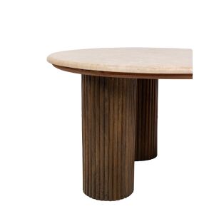 MaMaison Ragno márvány dohányzóasztal mangófa lábakkal, modern nappali bútor - Nappali bútor