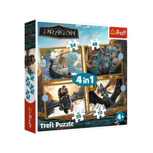 Krabička puzzle Trefl Ako vycvičiť draka 4 v 1