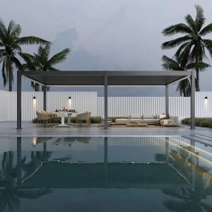 SUN DELUX PRO Motoros + Led világítás 4x8 m antracit terasz pergola